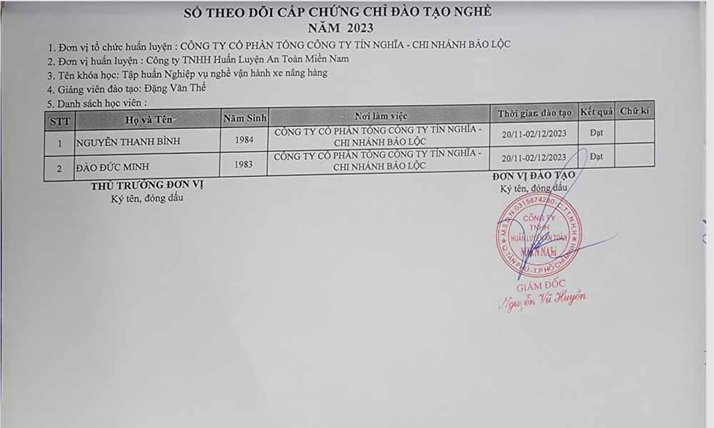 chứng chỉ lái xe nâng