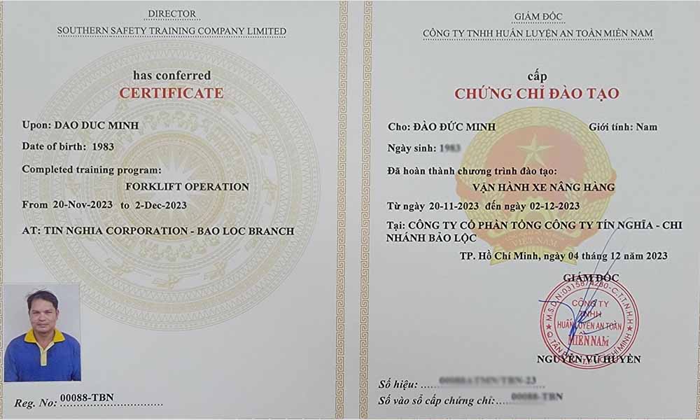 chứng chỉ lái xe nâng