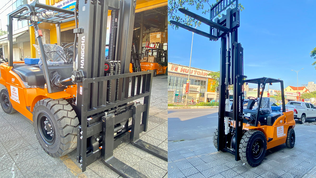 xe nâng dầu 5 tấn chui container